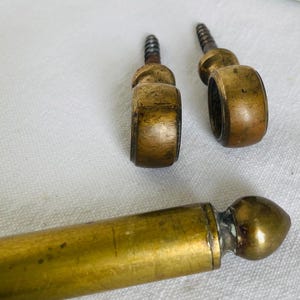 Antique French Brass Curtain Rod Bistro pole and attachment loops 94cm/37&quot;