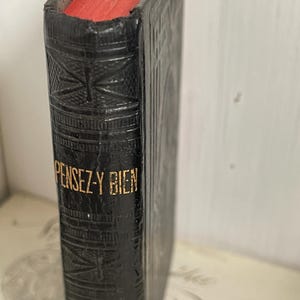 Vintage French Bible 1893 Leather Catholic Prayer Book Meditations and reflections