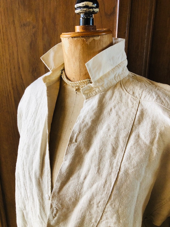 Antique French Shirt Chanvre Oatmeal Linen Shirt Smock Tunic