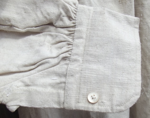 Antique French Shirt Gents chanvre Linen Shirt Smo