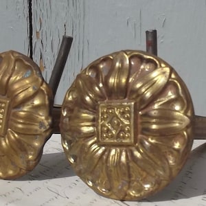 Antique French Curtain pole Supports Drapery rod brackets gilt ormolu brass