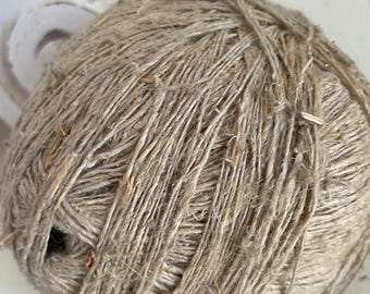 Antique French Chanvre Skein Hemp Yarn Ecru Linen Natural twine Ball 19th Century Hemp fibre