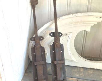 Pair of Antique French Door Bolts 19th Century Door Iron Locks Double Windows Doors