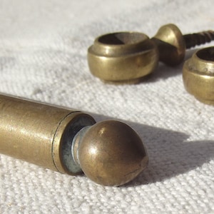 Antique French Brass Curtain Rods Vintage Bistro poles for nets or half sash with hanging loops