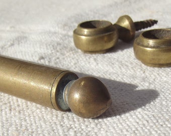 Antique French Brass Curtain Rods Vintage Bistro poles for nets or half sash with hanging loops