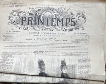 19】19世紀 フランス アンティーク 洋書 PRINTEMPS ファッション誌 ファッション・イラストレイテッド 1900、1900年代の正真正銘の