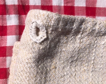 Antique French Cloth hand loomed hemp fabric primitive weave textile