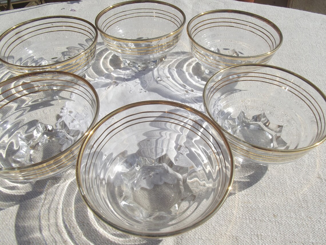 Set of Antique French Glasses Champagne Cups Vintage Gold - Etsy