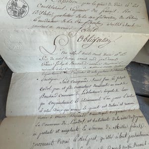 Antique French Document Handwritten 19th Century Legal Notaire papers calligraphy