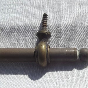 Antique French Brass Curtain Rods Vintage Bistro poles for nets or half sash with hanging loops 63cm