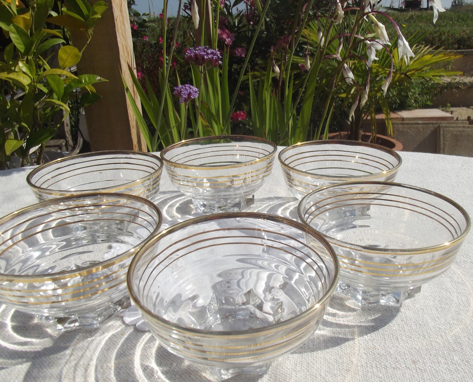 Set of Antique French Glasses Champagne Cups Vintage Gold Etsy