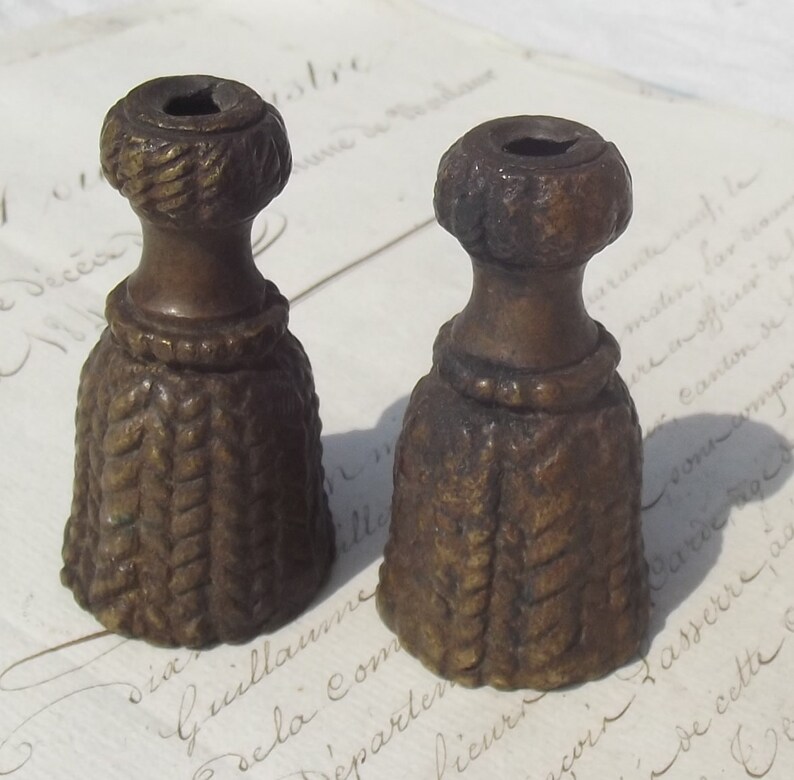 Paar Antike Franz U00f6sische Bronze Quaste Ziehen Vorhang Kordel