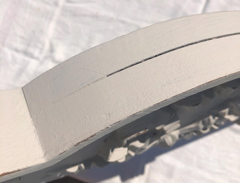 Antique Vintage French Wood Furniture Pediment. Armoire Door Mirror