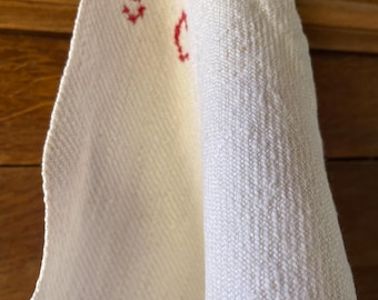 Antique  French Fabric Hemp and flax Linen monogram Cloth
