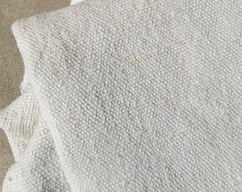 Yardage Antique 19th Century French linen Hand woven panel yards Oatmeal chanvre hemp fabric