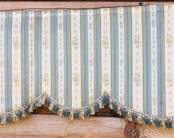 Long French Fabric Pelmet Antique Valance Woven Lisere Silk embroidery Textile