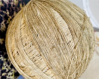 Antique French Chanvre Skein Hemp Yarn Ecru Linen Natural twine Ball 19th Century Hemp fibre