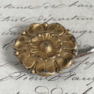 Antique French Picture Hanger Hook Cover Brass Accent furniture embellishment
