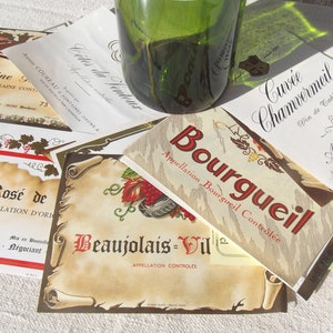 Lotto di etichette di vino francese d'epoca Etichette di bottiglie Chateau Domaine inutilizzate