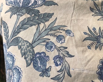 Yard Vintage French Fabric Arabesque Flowers and Butterflies Blue