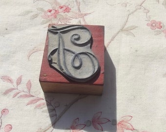 Antique French Fabric Stamp J Initial Gothic Monogram Alphabet Printing Block Letter Pattern