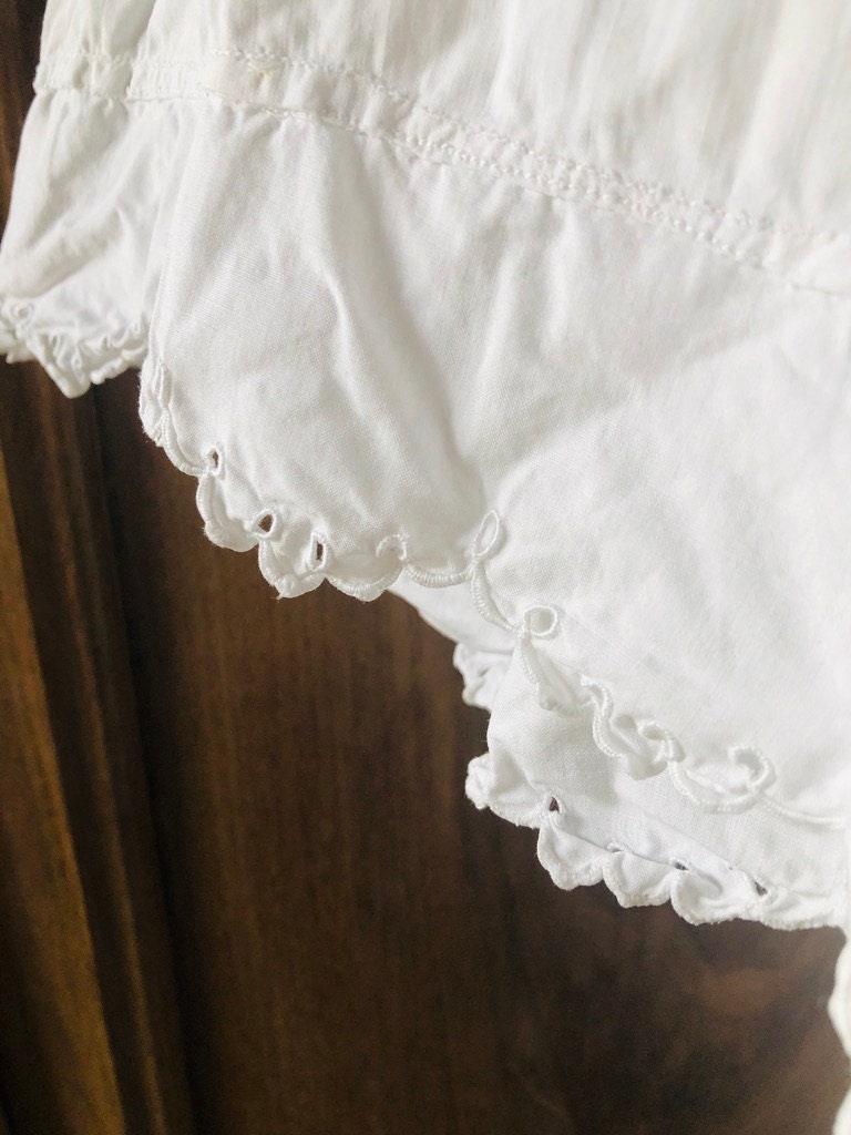 Antique French White Cotton Bloomers Shorts Knickers Pants Culottes