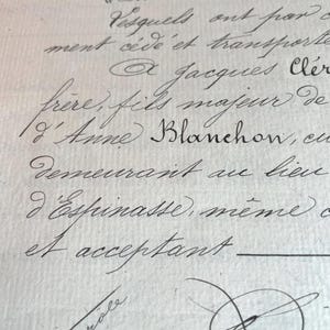 Antico documento contrattuale francese manoscritto del XIX secolo, documenti contrattuali notarili legali, 1881