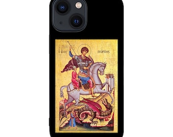 Smartphone-Hülle zum Schutz des Heiligen Georg, christliches Symbol, hochwertiger Druck, stoßfeste Silikonhülle, individuelles Design