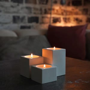 Tealight holder Pure - made of ceramic, handmade candle holder in natural white, Scandinavian design for your home