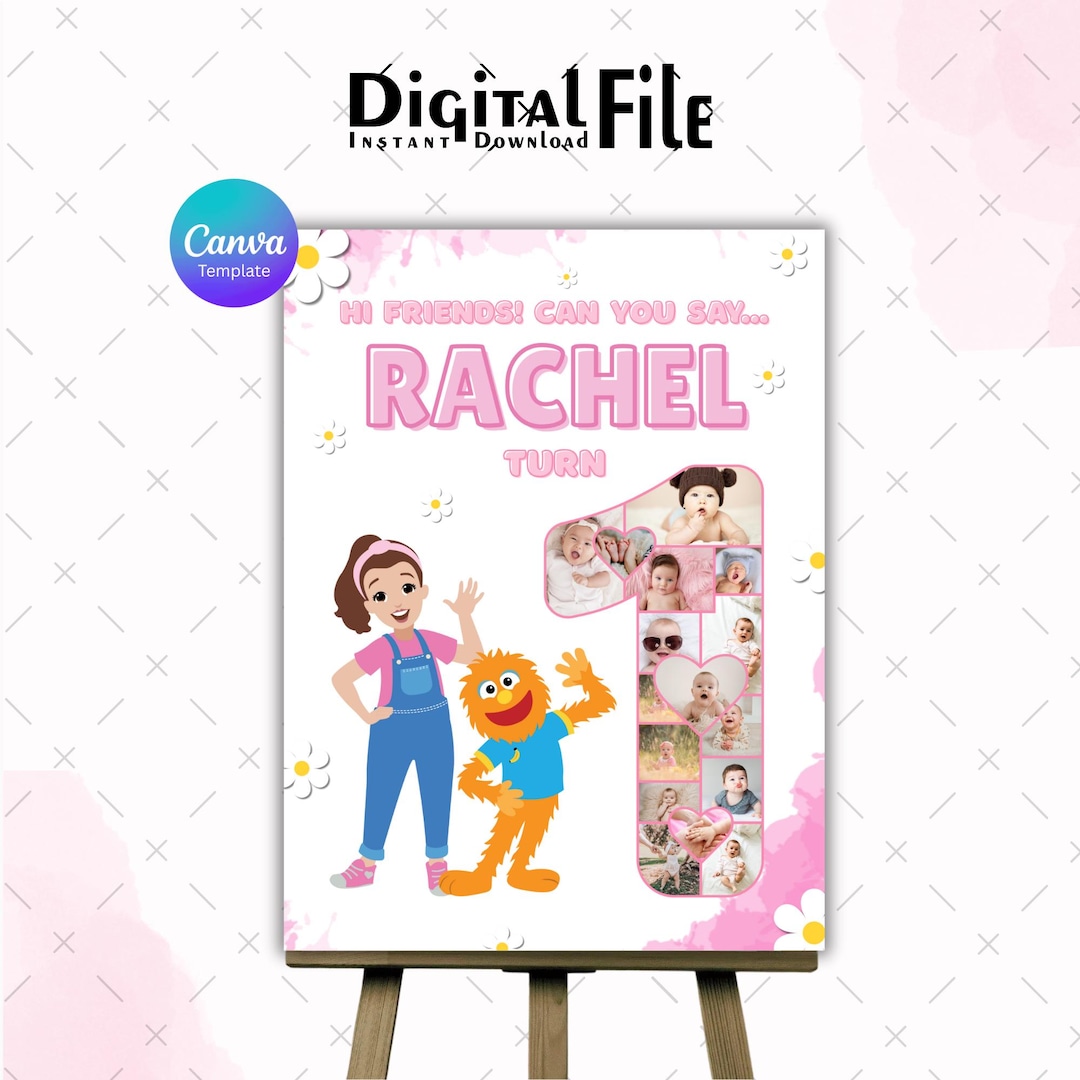 Welcome Rachell Rachel Welcome Sign Editable Canva Template Digital Download Party ...
