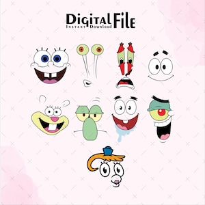 Fichier vectoriel Svg éponge visage Svg Png Clipart téléchargement immédiat