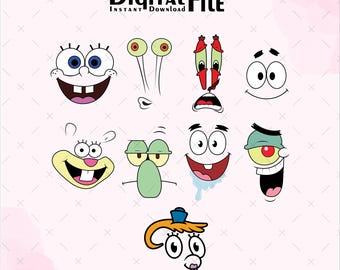 Faces Svg Png Sponge Clipart Instant Download File