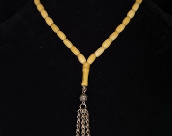 Antique Ottoman Baltic Amber Prayer Beads (Tasbih) with Silver Tassel c. 1880–1920