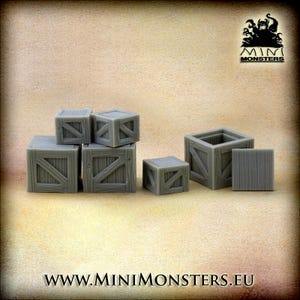 BIG CRATES - 28mm 32mm Scale | Dungeons and Dragons | DnD Terrain | Fantasy | Resin | Wargaming terrain | Wargames | Mini Monsters