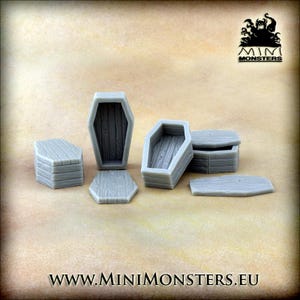 COFFINS - 28mm 32mm Scale | Wargaming terrain | Wargames | Dungeons and Dragons | DnD Terrain | Fantasy | Resin model | Mini Monsters