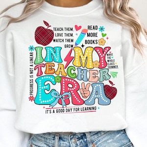 In meiner Lehrer-Ära PNG: Retro Lehrer Shirt Design Digitaler Download, Schulanfang, Neujahr, Sublimationen,