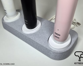 Oral-B Electric Toothbrush Holder 3 Chargers – DIGITAL DOWNLOAD - STL | Bathroom Organizer | Toothbrush Stand