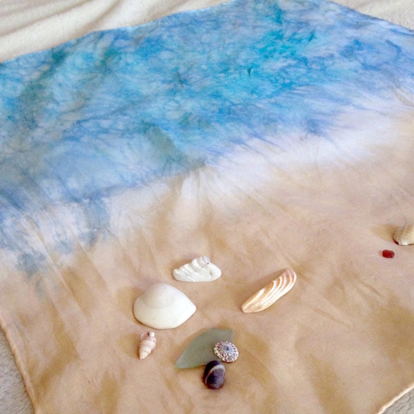 Playsilk Pastel Beach Playsilk ~ Play Mat ~Ocean ~ Hand Dyed ~ Waldorf Inspired!