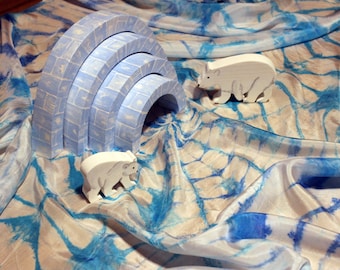 Winter Snowflake Playsilk: seta Habotai tinta a mano, giocattolo Waldorf