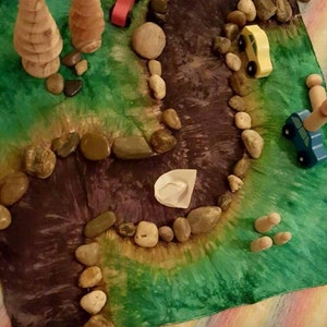 Playsilk Dirt Road Playsilk ~ Play Mat  ~ Hand Dyed ~ Waldorf Inspired!