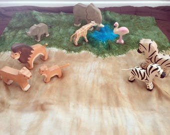 African Savannah Playsilk: tappeto da gioco Waldorf tinto a mano
