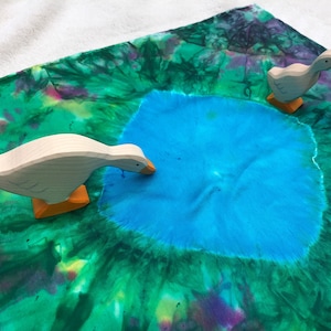 Playsilk Wildflowers Playful Farm Pond Playsilk Play Mat Hand Dyed Waldorf Inspired image 4