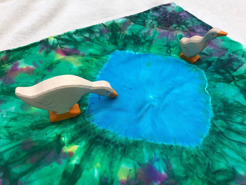 Playsilk Wildflowers Playful Farm Pond Playsilk Play Mat Hand Dyed Waldorf Inspired image 4