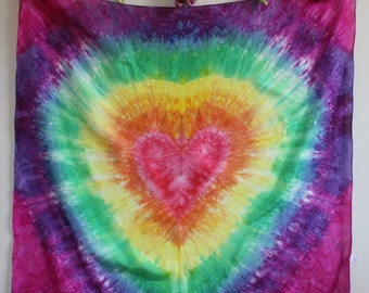 Rainbow Heart Playsilk: seta Habotai tinta a mano, giocattolo Waldorf