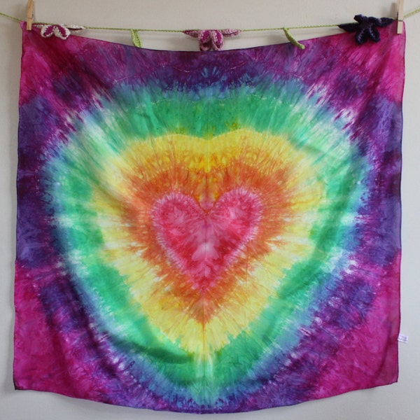 Playsilk Rainbow Tie Dye Heart Playsilk  ~ Hand Dyed ~ Waldorf Inspired!