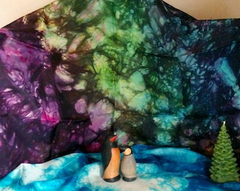 Aurora Borealis Northern Lights Playsilk Scarf: Hand-Dyed Waldorf Toy