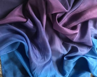 Lenço de seda Playsilk Galaxy Ombré Azul a Roxo ~ Tingido à mão ~ Waldorf ~