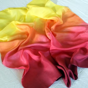 Playsilk Fire Ombré Striped Playsilk Red Orange Yellow Hand Dyed Waldorf Silk Scarf image 2