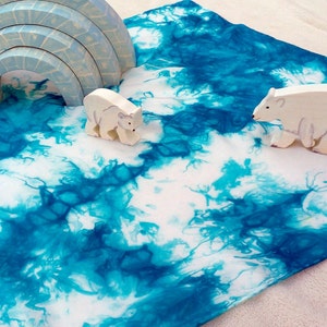 Playsilk Free Form Ice Floe Playsilk ~ Play Mat ~ Hand Dyed ~ Waldorf Inspired ~ (silk only, toys not included)