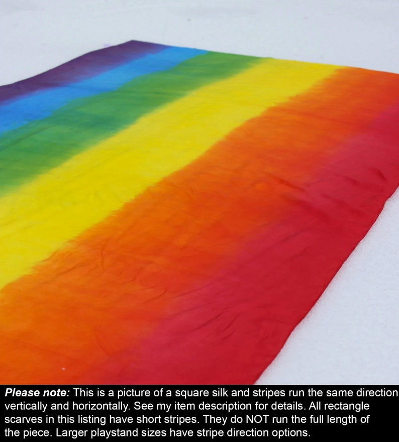 Rainbow Stripe Playsilk Scarf Hand-Dyed Habotai Silk, Waldorf Inspired
